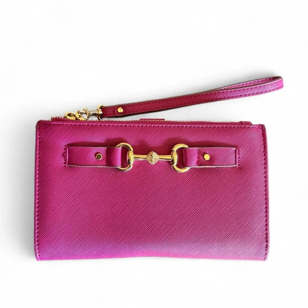 NEW Anne Klein Vintage Horsebit Wristlet Wallet Textured Vegan Leather